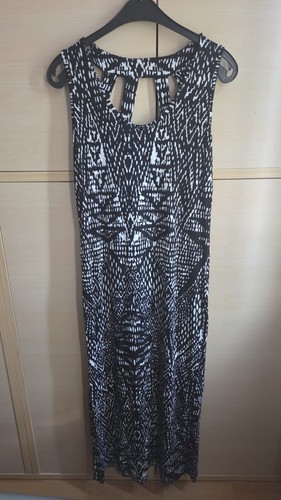 Schwarz weißes maxikleid - schwarz,